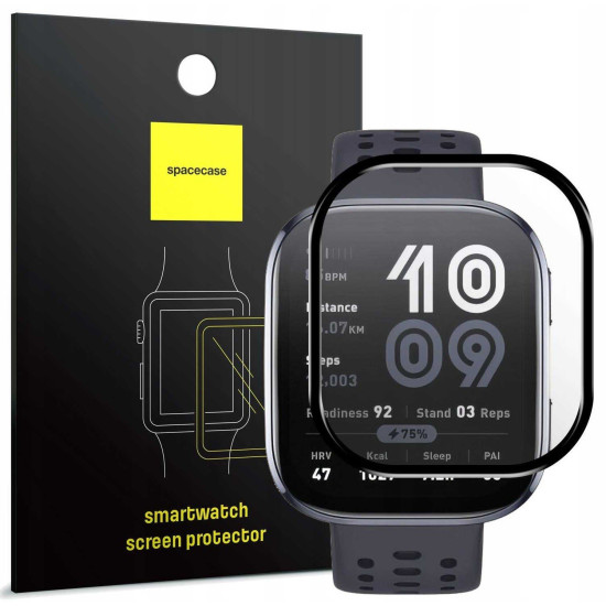 Hybrid Glass Amazfit Bip 6 Spacecase Smartwatch Αντιχαρακτικό Προστατευτικό Υβριδικό Οθόνης - Black (5905719119607)