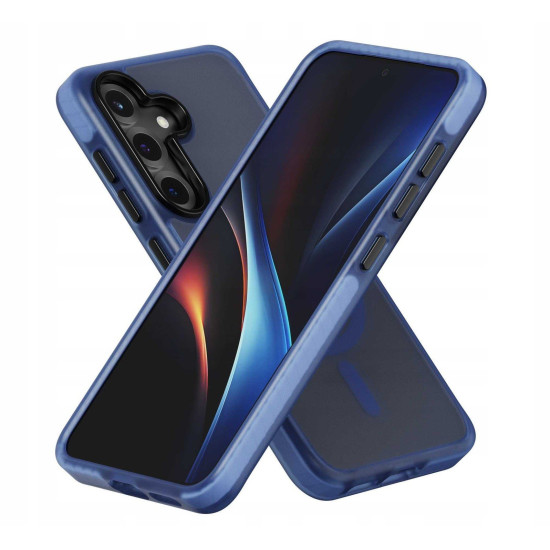 Θήκη Samsung Galaxy S25 Spacecase Hybrid Fusion Mag Ημιδιάφανη Σκληρή με MagSafe - Blue (5905719114251)