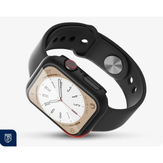 Θήκη Apple Watch 9 / 8 / 7 (45mm) Rosso με Tempered Glass - Black (8719246461217)