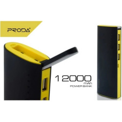 PowerBank Remax Proda PPP-11 LED Star Talk Φορητή Μπαταρία Φόρτισης 12.000mAh με Φακό & 3 x USB-A 2.1A - Black / Yellow (5206015026195)