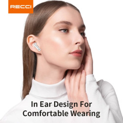 Bluetooth Ακουστικά Recci REP-W88 TWS Ασύρματα με Θήκη Φόρτισης & Τεχνολογία ANC Ακύρωσης Θορύβου - White (6955482530771)