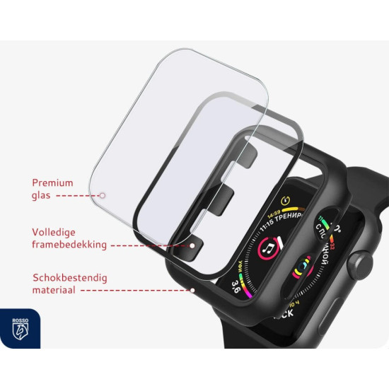 Θήκη Apple Watch 11/ 10 42mm Rosso με Tempered Glass - Black (8719246461194)