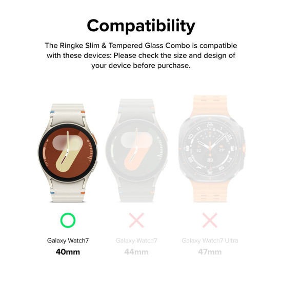 Θήκη & Tempered Glass Samsung Galaxy Watch 7 40mm Ringke Combo Pack Σκληρή & Αντιχαρακτικό Γυαλί Προστασίας Οθόνης - Titanium Black (8809961787843)