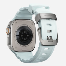 Λουράκι Apple Watch Ultra/SE/11/10/9/8/7/6/5/4 (49/46/45/44mm) Nomad Rocky Point Band Glow in the Dark Φωσφορίζον Αδιάβροχο FKM & Τιτάνιο - Icy Blue Glow / Natural Titanium Hardware (NM014452858)