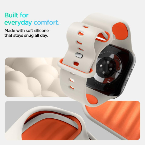 Λουράκι Apple Watch Ultra/SE/11/10/9/8/7/6/5/4 (49/46/45/44mm) Spigen Nano Pop από Premium Σιλικόνη - Orange Beige (AMP09323)