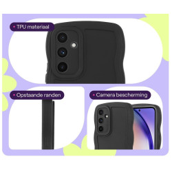 Θήκη Samsung Galaxy S24 FE HappyCase Wavy Σιλικόνης - Black (8719246478185)