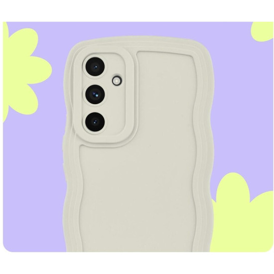 Θήκη Samsung Galaxy S24 FE HappyCase Wavy Σιλικόνης - Beige (8719246478192)