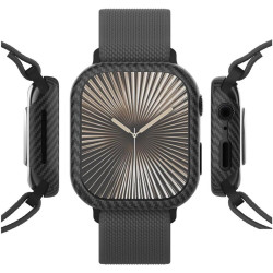 Θήκη Apple Watch 11 / 10 46mm Nekit Fiber Kevlar Σκληρή Aramid Fiber 0.6mm 1500D - Black (8719246483950)