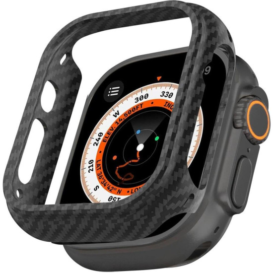 Θήκη Apple Watch Ultra 3 / Ultra 2 / Ultra 1 49mm Nekit Fiber Kevlar Σκληρή Aramid Fiber 0.6mm 1500D - Black (8719246483967)