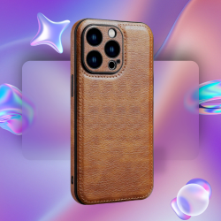 Θήκη iPhone 14 Pro Max Bodycell Prestige Backcover με Πλαίσιο Κάμερας - Brown (5206015068379)