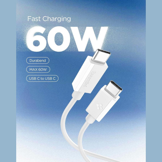 Καλώδιο Type-C Spigen Essential EB6010CC Φόρτισης & Μεταφοράς Δεδομένων σε Type-C 100cm 60W - White (ACA08717)