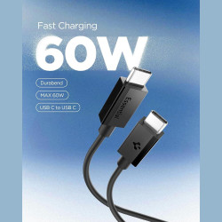 Καλώδιο Type-C Spigen Essential EB6010CC Φόρτισης & Μεταφοράς Δεδομένων σε Type-C 100cm 60W - Black (ACA08718)