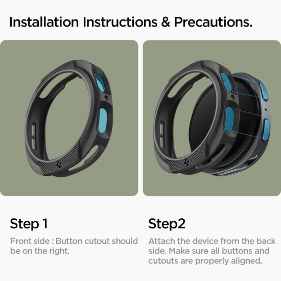 Θήκη Samsung Galaxy Watch 8 44mm Spigen Liquid Air Σιλικόνης - Matte Black (ACS09839)
