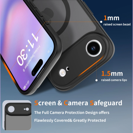 Θήκη iPhone Air Tech-Protect BasicMag Σκληρή Ημιδιάφανη με MagSafe & Πλαίσιο Κάμερας - Matte Black (5906302319824)