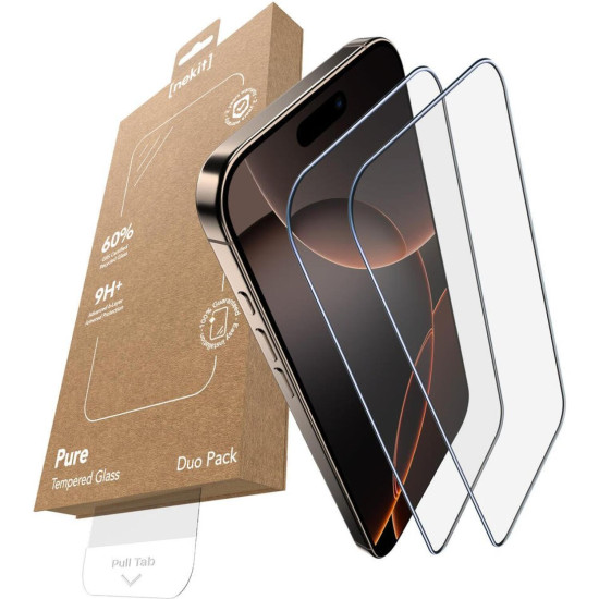 Tempered Glass iPhone 16 Pro Max Nekit Pure Premium Ανθεκτικό 9Η+ Full Face Αντιχαρακτικό Γυαλί Προστασίας Οθόνης με Απλικατέρ 2 Τεμάχια - Black (8719246480065)