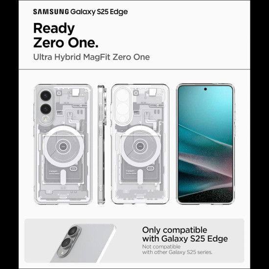 Θήκη Samsung Galaxy S25 Edge Spigen Ultra Hybrid MagFit Σκληρή με MagSafe - Zero One White (ACS09417)