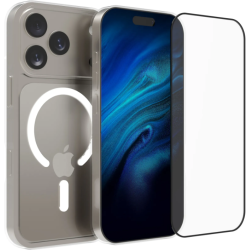 Θήκη & Tempered Glass iPhone 17 Pro Vivid Set MagSafe Hybrid Case Σετ Σκληρή Διάφανη με MagSafe & Full Face Αντιχαρακτικό Γυαλί Προστασίας Οθόνης - Transparent / Black (CS-MGS TR 1-2508003)