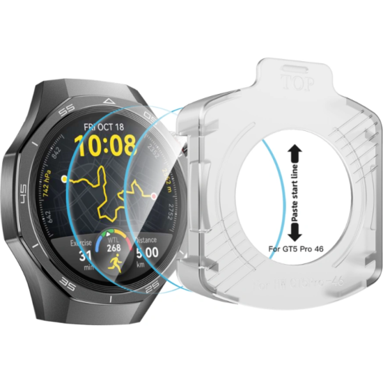 Tempered Glass Huawei Watch GT 5 Pro 46mm Tech-Protect Easy Set+ Αντιχαρακτικό Γυαλί Προστασίας Οθόνης 2 Τεμάχια - Clear (5906302318964)