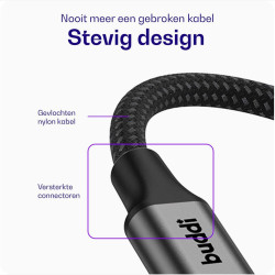 Καλώδιο Ήχου Buddi Flex 3.5mm Jack Aux Audio Cable 3.5mm Jack (male) σε 3.5mm Jack (male) 200cm 5 Έτη Εγγύηση - Black (8719246483103)