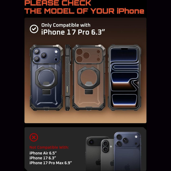 Θήκη iPhone 17 Pro Supcase Unicorn Beetle Grip Mag Ανθεκτική με MagSafe & KickStand - Black (843439159228)