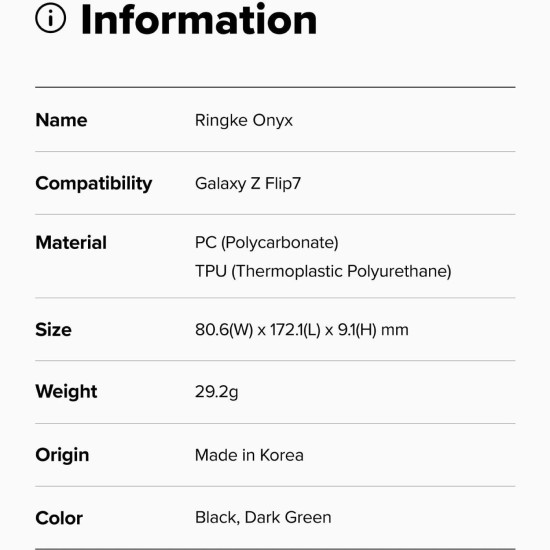 Θήκη Samsung Galaxy Z Flip7 Ringke Onyx Ανθεκτική Σκληρή - Black (8800293855705)