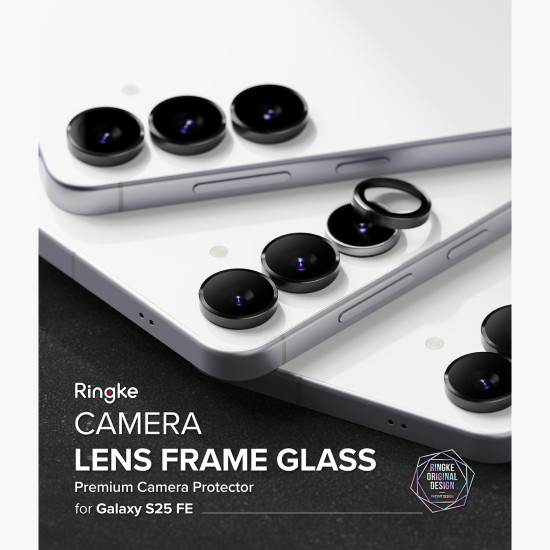 Tempered Glass Samsung Galaxy S25 FE Ringke Camera Lens Frame Glass Αντιχαρακτικό Γυαλί Προστασίας για Φακό Κάμερας 2 Τεμάχια - Black (8800293859703)