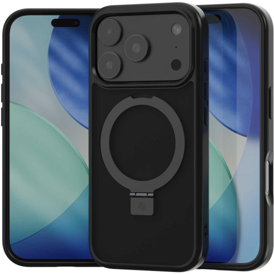 Θήκη iPhone 17 Pro Spacecase Ring Pro Mag Σκληρή με MagSafe & KickStand - Black (5905719130930)
