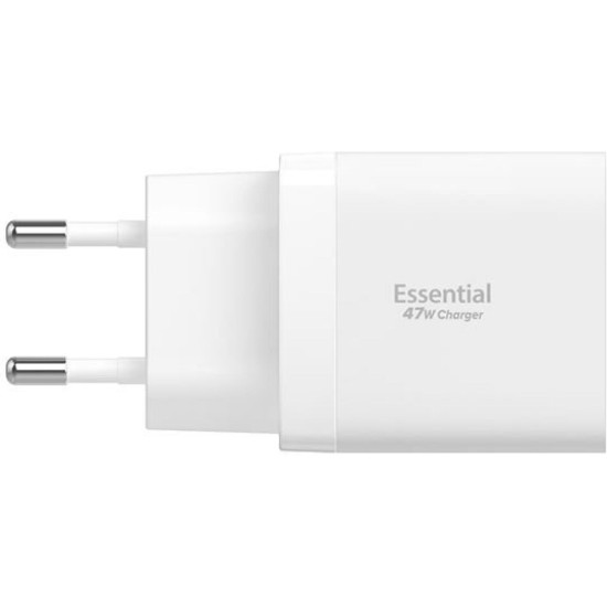 Φορτιστής Spigen EE472EU Essential Wall Charger GaN Γρήγορος Ταξιδιού / Αντάπτορας με 2 x Type-C 47W - White (ACH08707)