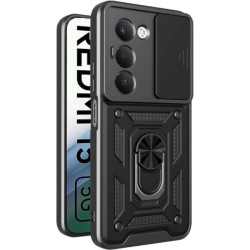Θήκη Xiaomi Redmi 15 5G Bodycell Armor Slide Ανθεκτική με Κάλυμμα για την Κάμερα & Μεταλλικό Ring Holder - Black (5206015084294)