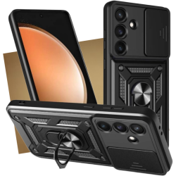 Θήκη Samsung Galaxy S25 FE Bodycell Armor Slide Ανθεκτική με Κάλυμμα για την Κάμερα & Μεταλλικό Ring Holder - Black (5206015084263)