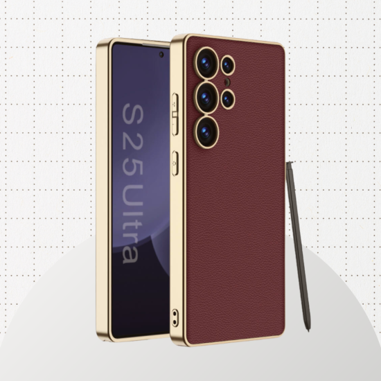 Θήκη Samsung Galaxy S25 Ultra Bodycell Plating Leather Backcover Σκληρή με TPU Bumper - Red (5206015084096)