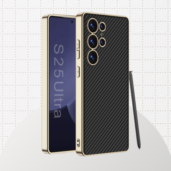 Θήκη Samsung Galaxy S25 Ultra Bodycell Plating Leather Backcover Σκληρή με TPU Bumper - Carbon Black (5206015084072)