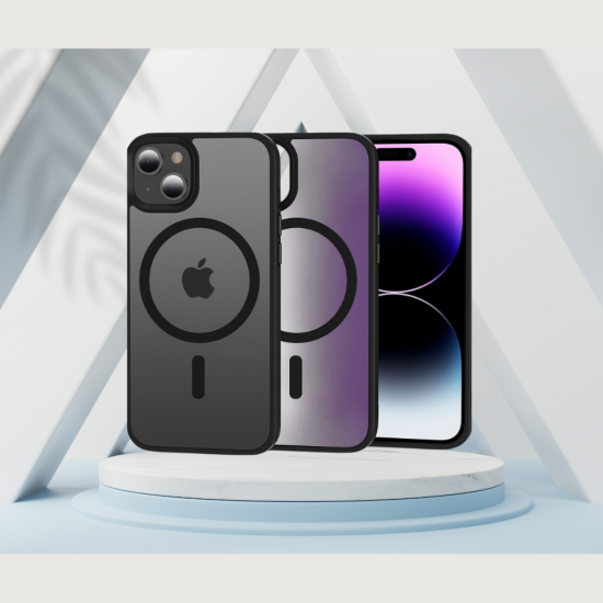 Θήκη iPhone 15 Plus Bodycell MagSafe Backcover Σκληρή Ημιδιάφανη με MagSafe - Matte Black (5206015083730)