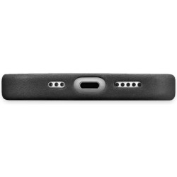 Θήκη iPhone 16 Pro Max iCarer Leather Back Case With Camera Button Δερμάτινη με MagSafe & Μεταλλικό Πλαίσιο Κάμερας - Black (WMI16240704-BK)