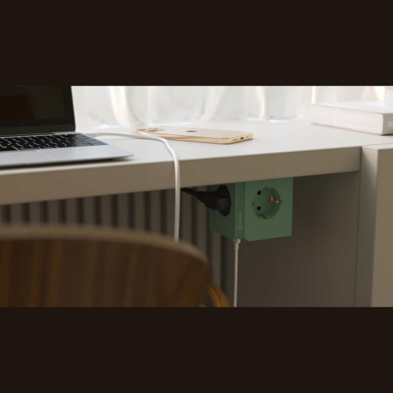 Πολύπριζο Allocacoc PowerCube Magnet Dock USB με 3 Υποδοχές 3680W / Μαγνητική Βάση & Καλώδιο 150cm 2 x USB-A / 1 x Type-C 45W - Green (11468/DEMD45)