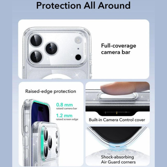 Θήκη iPhone 17 Pro Max ESR Classic Hybrid Magnetic Ανθεκτική με MagSafe & Κάλυμμα για Camera Control - Clear Shimmer (4894240289457)