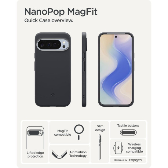 Θήκη Google Pixel 10 / 10 Pro Spigen Nano Pop MagFit Ανθεκτική Σιλικόνης με MagSafe Qi2 - Black Sesame (ACS09713)