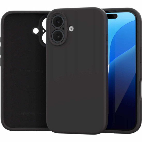 Θήκη iPhone 16 Spacecase Silicone Mag Case Σιλικόνης με MagSafe - Black (5905719137953)