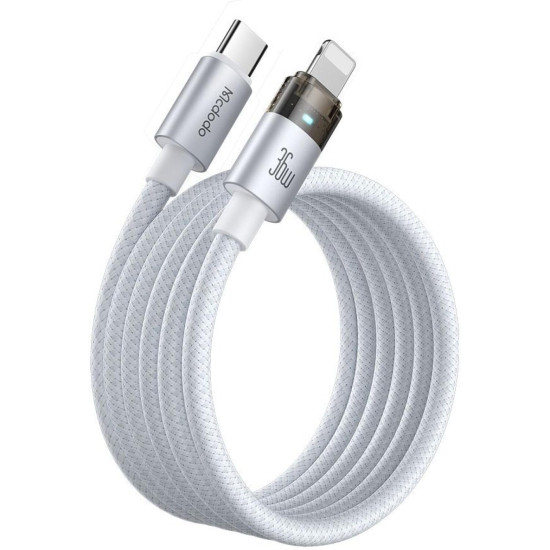 Καλώδιο Mcdodo Type-C σε Lightning για Φόρτιση & Μεταφορά Δεδομένων με LED 120cm 36W - White (CA-6942)