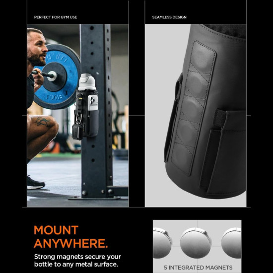 Θήκη / Τσαντάκι Spigen LF500 Tumbler Bag Γυμναστηρίου Μαγνητικό για Μπουκάλια 600ml έως 1.200L με Υποδοχές για Smartphone & Αξεσουάρ - Black (AFA09382)