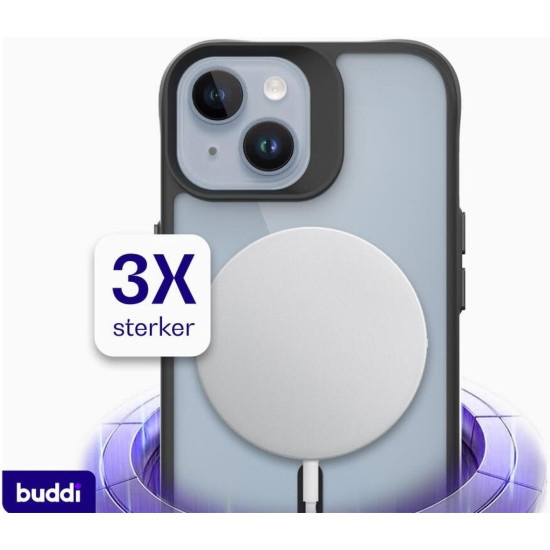 Θήκη iPhone 15 / 14 / 13 Buddi Hybrid Σκληρή Ημιδιάφανη με MagSafe - Matte Black (8719246493478)