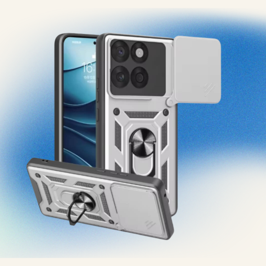 Θήκη Motorola Edge 60 / Edge 60 Fusion Bodycell Armor Slide Ανθεκτική με Κάλυμμα για την Κάμερα & Μεταλλικό Ring Holder - Silver (5206015084768)