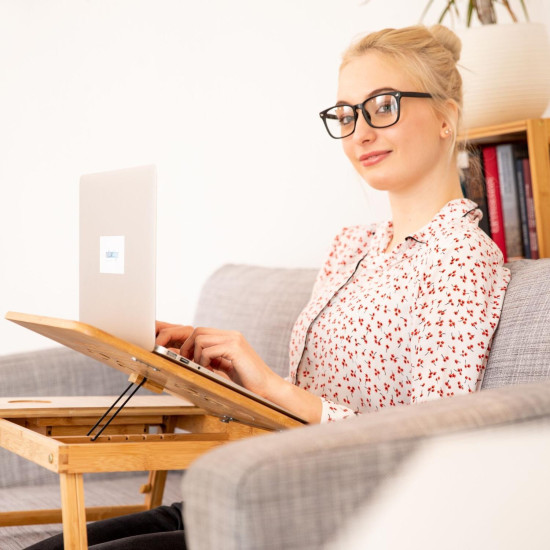 Βάση Στήριξης Relaxdays για Laptop έως 17" Τραπεζάκι Ρυθμιζόμενο από Mπαμπού για Καναπέ / Κρεβάτι - Beige (10022219)