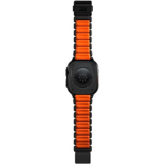 Λουράκι Apple Watch Ultra/SE/11/10/9/8/7/6/5/4 (49/46/45/44mm) Nomad Stratos Band Αδιάβροχο από Premium FKM & Τιτάνιο - Black Titanium / Ultra Orange (NM011116858)