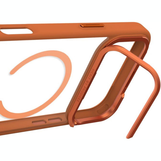 Θήκη iPhone 17 Pro Prodigee KickIt Διάφανη Ανθεκτική με MagSafe & KickStand - Orange (IPH17P-6.3-KICK-ORG)