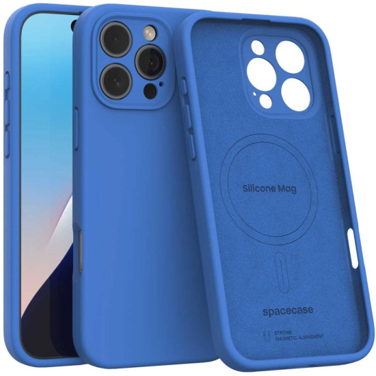 Θήκη iPhone 16 Pro Spacecase Silicone Mag Case Σιλικόνης με MagSafe - Blue (5905719111984)