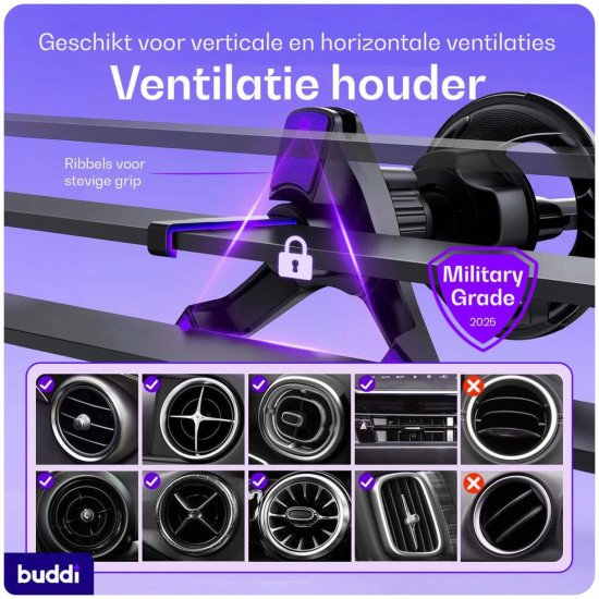 Βάση Κινητών Αυτοκινήτου Buddi MagWay Phone Mount Ανθεκτική για Αεραγωγούς με MagSafe 5 Έτη Εγγύηση - Black (8719246496608)