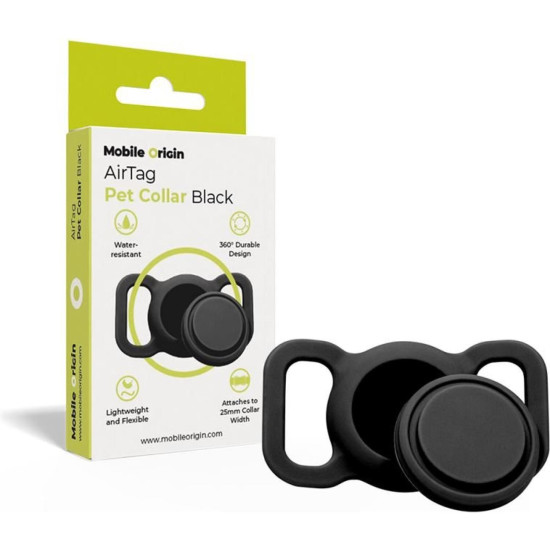 Θήκη AirTag 2 / 1 Mobile Origin Ανθεκτική Αδιάβροχη Σιλικόνης για Κολάρο Κατοικίδιων - Black (8594215994107)