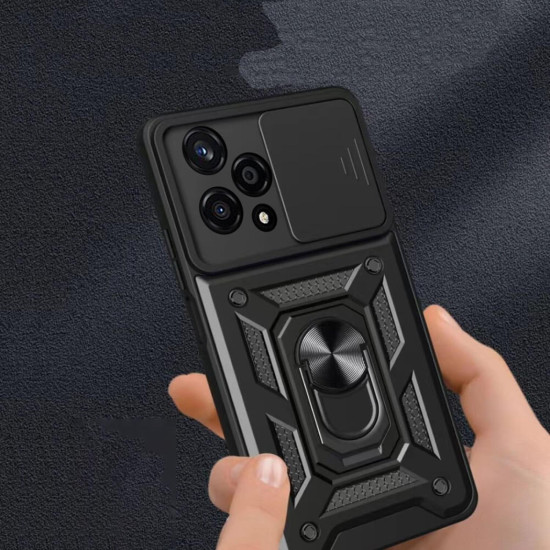 Θήκη Honor 200 Lite Techsuit CamShield Ανθεκτική με Κάλυμμα για την Κάμερα & Μεταλλικό Ring Holder - Black (5949419165847)