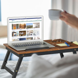 Βάση Στήριξης Relaxdays για Laptop / Τραπεζάκι Ρυθμιζόμενο από Mπαμπού για Καναπέ / Κρεβάτι - Dark Βrown / Βlack (10046357)